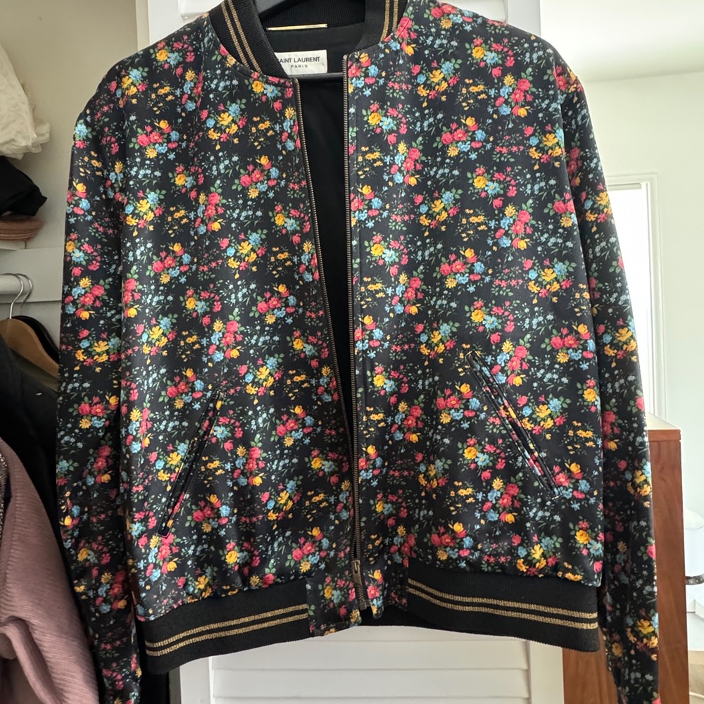 Saint Laurent Floral Bomber Jacket - Black Multicolor